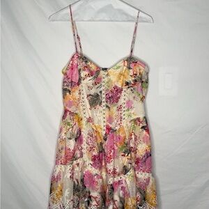 HEMANT & NANDITA Pink and Yellow Pleated Sundress